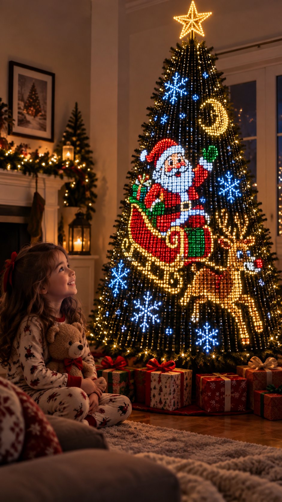 Family enjoying their GlowMerry Christmas tree