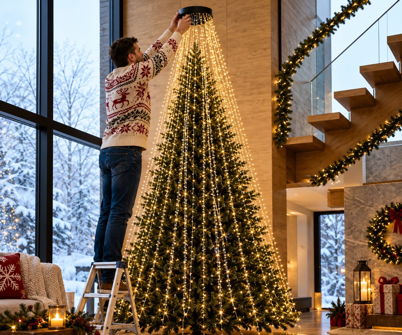 Hang the GlowMerry lights on your tree